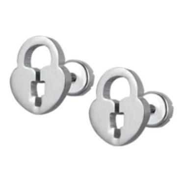 Imagem de Brinco Infantil Aço Cirúrgico Cadeadotarraxa Baby - Prateado