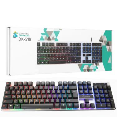 Imagem de Teclado Usb Dukie K-518 Com Retroiluminação RGB, Feito em Membrana Com Design Ergonômico