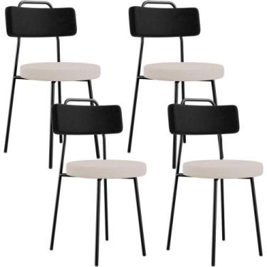 Imagem de Kit 04 Cadeiras Decorativa Estofada Sala De Jantar Barcelona L02 mater