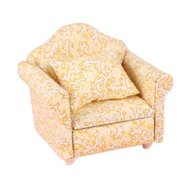 Imagem de Yunhgft 1/12 Mini Sofá Infantil Presente Colecionável Exibição Artesanato Moderno Casa de Bonecas Decoração em Miniatura, Sofá Individual