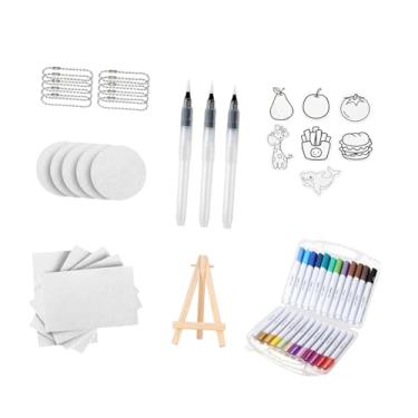 Imagem de Fenteer Conjunto de pintura com textura de espuma, canetas de desenho criativas DIY, 24 cores, ponta de pincel, marcadores de tinta acrílica, desenho 3D para