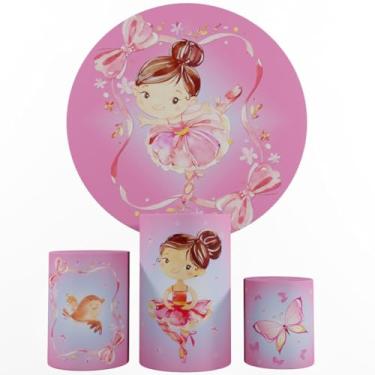 Imagem de Kit Decoração Festa, Painel Bailarina + Trio Capas De Cilindros (Color 01)