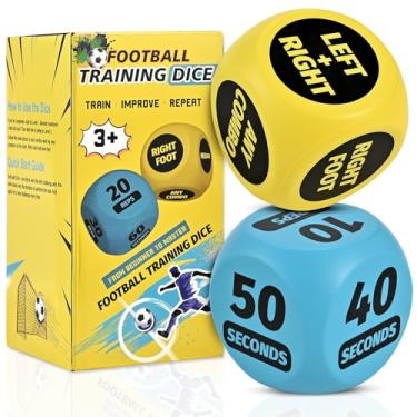 Imagem de Soccer Training Dice Set - 2 Pack Ideal Soccer Gifts for Boys 8-12, Girls, Teams & Coaching Drills - Practice Equipment with Action & Time Challenge Mode - Fun Sports Games for Kids(Blue + Yellow)