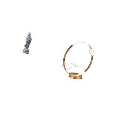 Imagem de Fenteer Estatueta Guan Yin Escultura Ornamento para Estante Armário de Mesa com Suporte de Ferro para Garrafas de Vinho Organizador de Exibição de Vinho Tinto