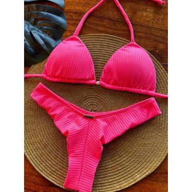 Imagem de Biquini Cortininha Triangulo Modelador Canelado Com Bojo Aro Inteiro C