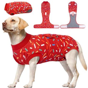 Imagem de Kuoser Terno de recuperação de cães fêmeas machos, body pós-cirurgia para esterilização, macacão para cães após cirurgia, roupa de recuperação cirúrgica para animais de estimação antilambida
