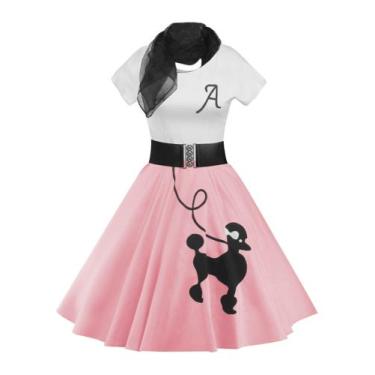 Imagem de Vestido ZEZCLO Retro Poodle Print Skater Vintage para mulheres