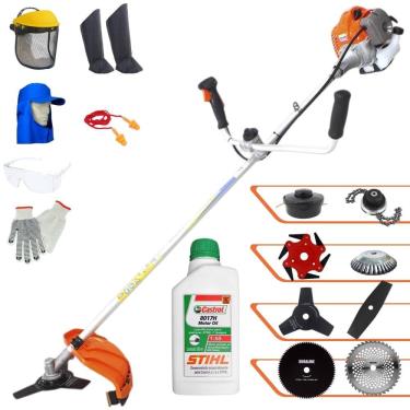 Imagem de Roçadeira VP430-P Vulcan 43cc C/ Carretel Nylon + Facas 2 Pontas, 3 Pontas, 6 Pontas, 40 Dentes, 80 Dentes, Trimmer e Escova de Aço + EPI + ÓLEO STIHL