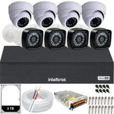 Imagem de Kit 8 câmeras segurança 2 mp Full HD DVR Intelbras 8ch 3TB