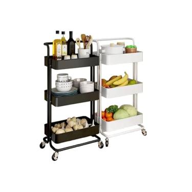 Imagem de Carrinho Organizador Multiuso 3 Prateleiras Com Rodinhas/Estante/Fruteira (Preto)
