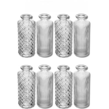 Imagem de Vasinhos Decorativos, Kit Vaso de Vidro, Decorativo Arranjo de Flores Plantas Casa Enfeite Presente Aromatizador(13,5x5,5x5,5cm)(Kit com 8)