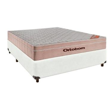 Imagem de Conjunto Cama Box Branco Casal e Colchão Airtech Ortobom