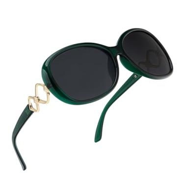 Imagem de Generic Óculos de sol polarizados grandes para mulheres, Jackie O Style, Verde/cinza, Oversized