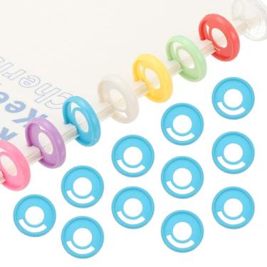 Imagem de Discos de encadernação redondos de plástico de 28 mm de 2,8 cm, 22 peças de discos de expansão de disco, caneta inserível, anéis redondos para fichário para agenda de caderno DIY, azul
