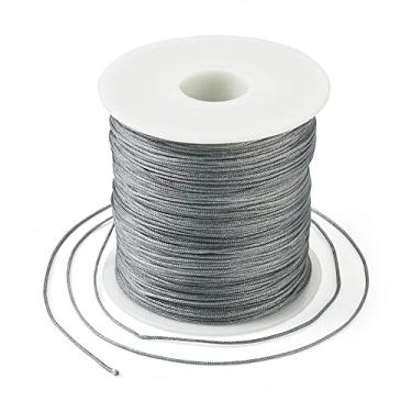 Imagem de 109 jardas 0,8 mm cordão de contas de nylon chinês cordão trançado de macramê trançado fio de contas para pulseiras da amizade, joias, artesanato, suprimentos cinza