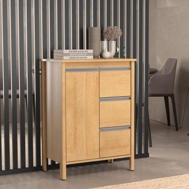 Imagem de Gabinete Armário Banheiro Ditália 1 Porta 3 Gavetas Bn-08 Riviera