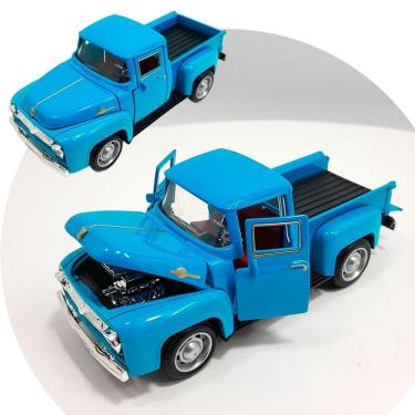 Imagem de Miniatura Carrinho Camionete Pickup F-100 Metal Colecionável Azul
