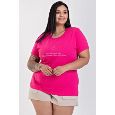 Imagem de T-shirt Feminina Plus Size Malha Algodão Estampada "THE SECRET IS ONLY