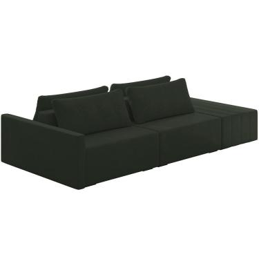 Imagem de Sofá Ilha Modular Para Sala 252cm Com Puff Dublin K01 Veludo Verde