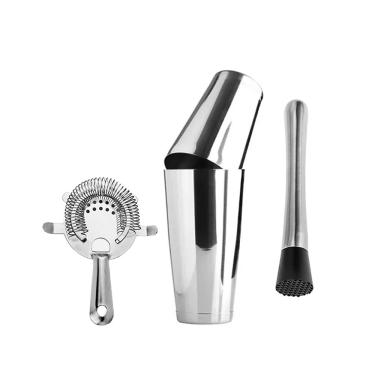 Imagem de Coqueteleira Inox Copo Duplo Coador Strainer Socador Kit Drinks Bar