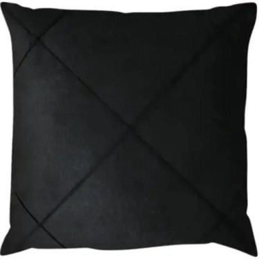 Imagem de Capa De Almofada Suede Aveludada Drapeada 45x45cm Preto - Home&Cia