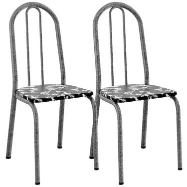 Imagem de Kit 02 Cadeiras Tubular America 050 Cromo Preto ARTEF Preto Flor