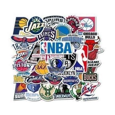 Imagem de KIT 02 Cartela (02) - 32 Adesivo de basquete Impermeável da NBA Retrô 