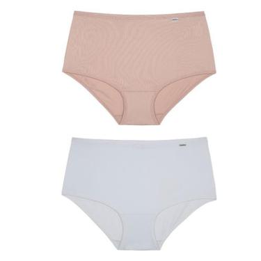 Imagem de Kit/2 Calcinha DelRio 50027 Feminina Cintura Alta Microfibra T. P/EG, 