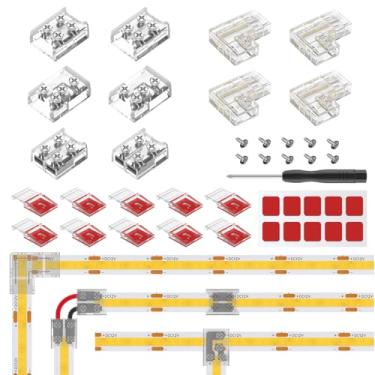 Imagem de FCOB COB 2PIN 8 mm Conector de LED transparente aparafusável Placa a placa/conector de fio Conectores em forma de T Conectores em forma de L para FCOB 2 pinos Faixa LED de cor sólida Conexão sem