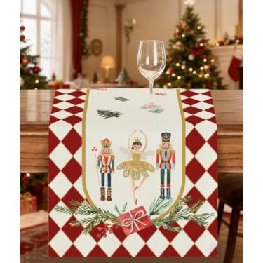 Imagem de Caminho de mesa Merry Christmas, 33 x 108 cm, árvores de Natal, flocos de neve, 1 peça