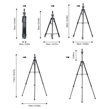 Imagem de Suporte de tripé de manequim de metal ajustável Suporte de tripé de câmera multifuncional Suporte de peruca com base giratória superior antiderrapante para salão de treinamento de