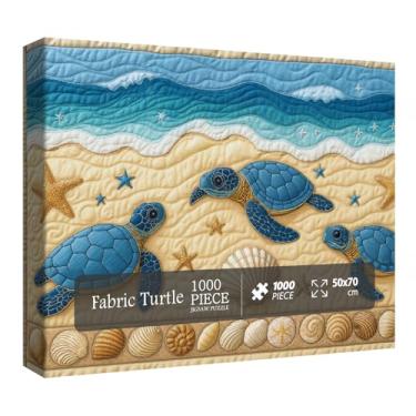 Imagem de Sea Turtle Beach Puzzle for Adults 1000 Pieces, Quilt Sewing Art Jigsaw Puzzle, Ocean Seashell Starfish Puzzle