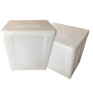 Imagem de Pote Retangular 10 Litros com Tampa Sob Pressão – Ideal para Sorvetes, Recheios e Cremes – Plástico Resistente e BPA Free - KIT 2 PEÇAS