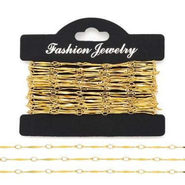 Imagem de WOZEAH Corrente de ouro de 5 metros para fabricação de joias, corrente banhada a ouro, corrente de joias artesanais, tornozeleira de colar DIY (TYPE5)