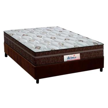Imagem de Cama Box Casal: Colchão Molas Probel Prodormir MiamiBase Suede Brown(138x188)