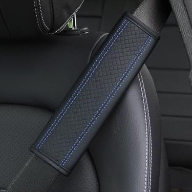 Imagem de Couslcd Capa de cinto de segurança para carro, 2 peças, capas de alça de ombro macias, almofadas de cinto de segurança de couro confortável para dirigir protege seu ombro e pescoço universal para