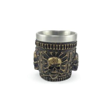 Imagem de Copo Shot Dose Em Aço Inox Resina Modelo 4 Caveiras Colecionável Decor
