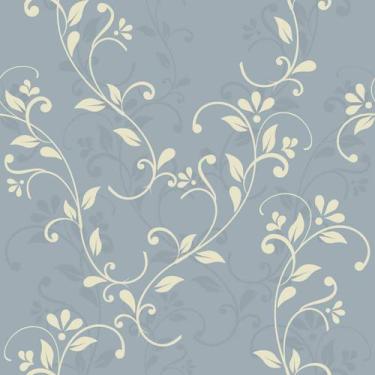 Imagem de Papel de Parede Vinílico Floral Arabesco Azul E Dourado 1m - DELIQUADR