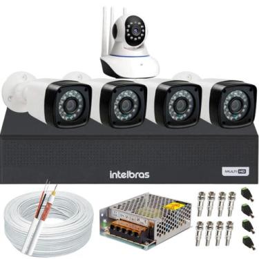 Imagem de Kit Dvr Intelbras 4 Canais 4 Câmeras Full Hd 1 Câmeras IP Wifi 360 Áud