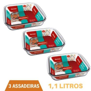 Imagem de Travessa Quadrada de Vidro 1,1 Litros Marinex- 3Un - NADIR FIGUEREIDO