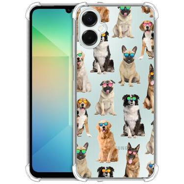 Imagem de GlamCase Capa transparente para Samsung Galaxy A06 5G / 4G, Samsung Galaxy A06 5G / 4G - estampa de cachorro com óculos de sol impressa à prova de choque capa traseira de TPU transparente para Samsung