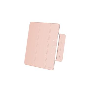 Imagem de Capa para iPad Pro 12.9" (4ª 5ª M1/ 6ª M2) Geração Capinha Smart Case Fixação Magnética Espaço p/Caneta c/Alça Proteção Inclinável Anti Risco Auto Hibernação Ultra Slim Reforçada (Rosa)