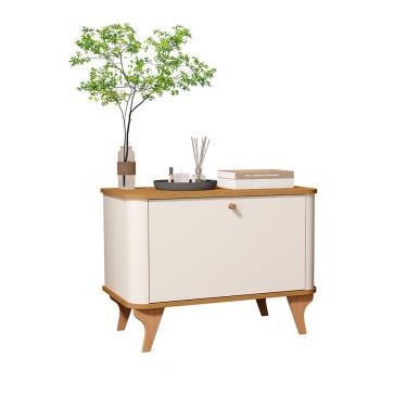 Imagem de Mesa De Cabeceira Aruma Com Cantos Arredondados Com Divisória Off White Com Nature