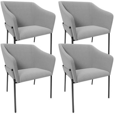 Imagem de Kit 4 Cadeiras Para Sala De Jantar Estar Living Olívia L02 Bouclê Cinza - Lyam Decor