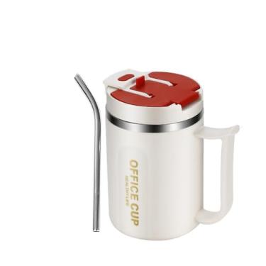 Imagem de Xícara de café isolada de grande capacidade resistente ao calor, xícara de chá de leite, portátil, 500 ml, caneca térmica de viagem (vermelha)