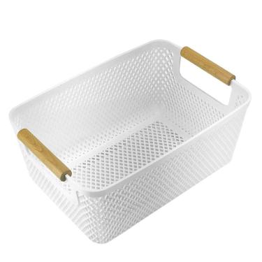 Imagem de Cesto Retangular Multiuso Com Alças De Madeira 6697