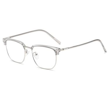 Imagem de Óculos retrô com proteção contra luz azul, estilo casual, meia armação, design clássico masculino,