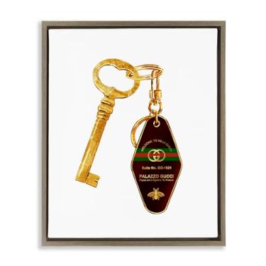 Imagem de Stupell Industries Arte de parede em tela flutuante em ouro com chave de hotel de luxo, design de Ziwei Li, 53 x 43 cm