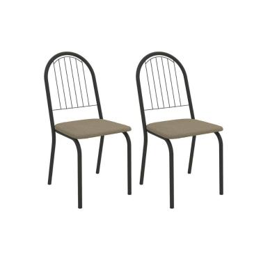 Imagem de Kit 2 Cadeiras De Cozinha Noruega 2c077prf Aço 2 Un Preto-boucle Bege Fendi - Kappesberg