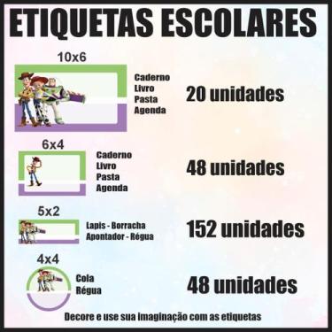 Imagem de Etiqueta Adesiva Escolar em Vinil Tema Personagem Diversos - Dekal Dec